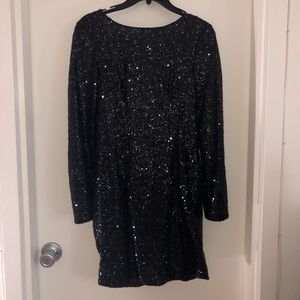 SPARKLY BACKLESS BLACK DRESS